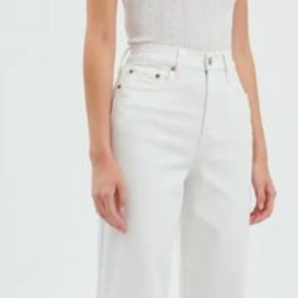 DAZE Denim Sundaze Raw Hem High-Rise Straight Crop Jeans Swan White 27 NWOT - Picture 4 of 13